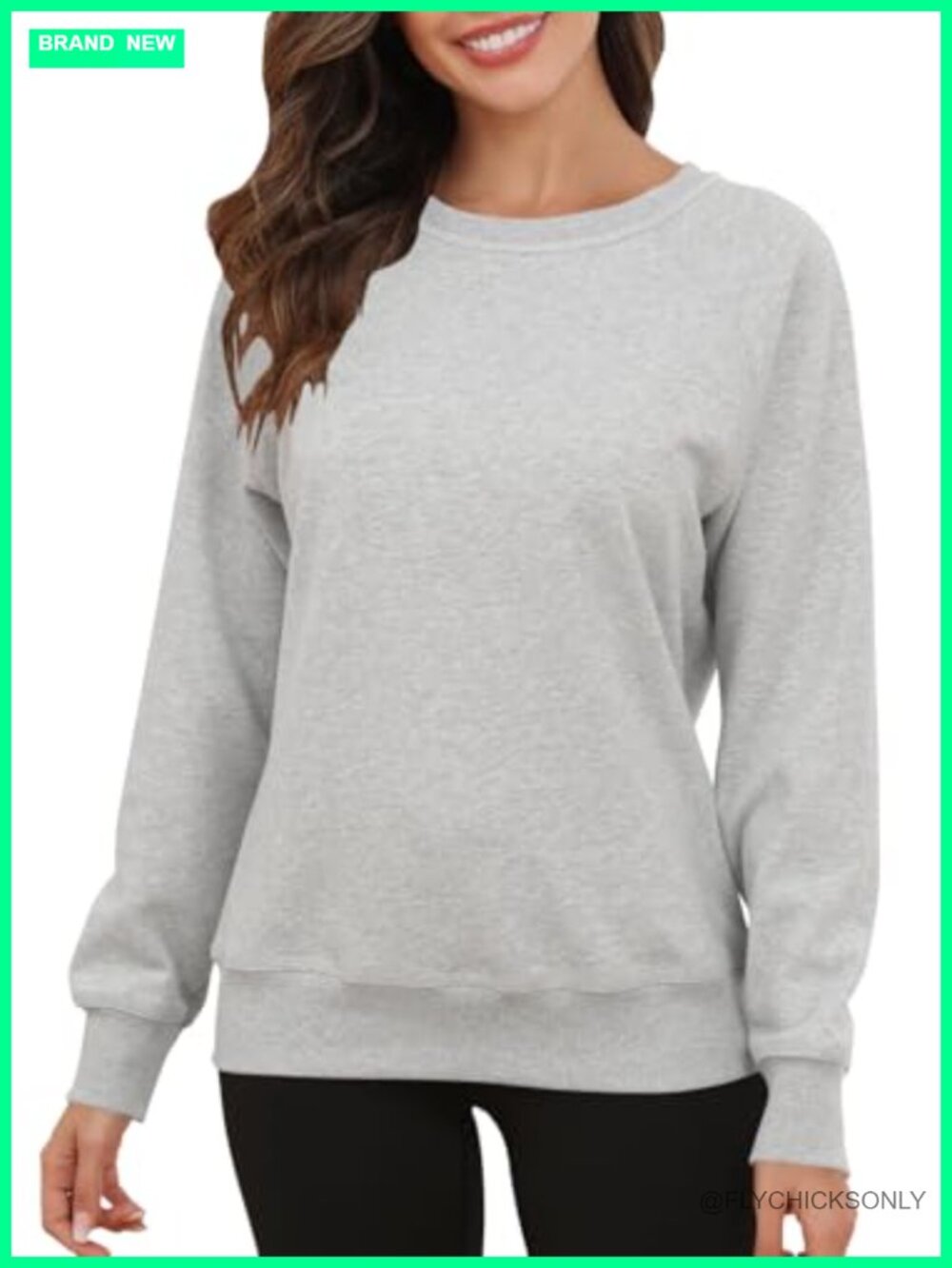 Fleece Lined Crewneck Raglan Sleeve Sweatshirt Loose Fit Pullover Casual Warm